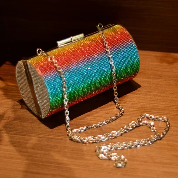Women Rainbow Rhinestone Evening Bag Ladies Luxury Wedding Clutch Purse Banquet Diamond Cylinder Shoulder Bag Crossboday Bags
Women Rainbow Rhinestone Evening Bag Ladies Luxury Wedding Clutch Purse Banquet Diamond Cylinder Shoulder Bag Crossboday Bags