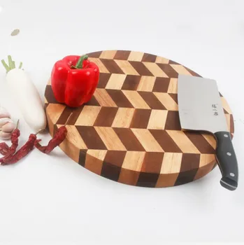 Acacia Wood&Rubber Wood Splicing Cutting Board with Geometric Patterns ,Round Chopping Board,Solid Wood Board,Solid and Durable 
Acacia Wood&Rubber Wood Splicing Cutting Board with Geometric Patterns ,Round Chopping Board,Solid Wood Board,Solid and Durable