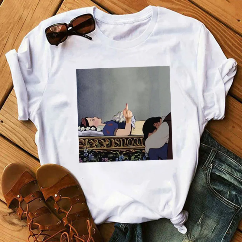 Summer Spoof Fun New Snow White Princess Print Short Sleeve O-neck Cartoon Casual Women Tshirt Tops Female Tees Harajuku T-Shirt
Summer Spoof Fun New Snow White Princess Print Short Sleeve O-neck Cartoon Casual Women Tshirt Tops Female Tees Harajuku T-Shirt
