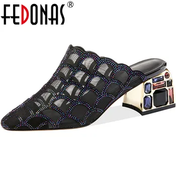 FEDONAS Rhinestone Genuine Leather Women Mules Wih Crystal Thick Heels Pumps 2020 Summer Newest Casual Basic Shoes Woman Sandals
FEDONAS Rhinestone Genuine Leather Women Mules Wih Crystal Thick Heels Pumps 2020 Summer Newest Casual Basic Shoes Woman Sandals