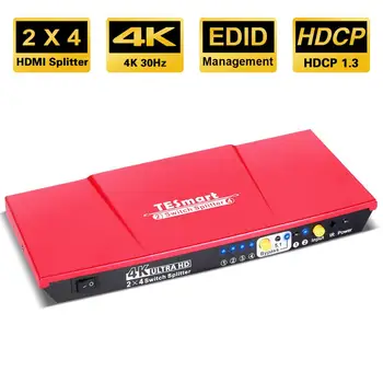 Tesla smart Aluminum High Quality UHD 4K 2 In 4 Out HDMI Switch Splitter 2x4 with SPDIF Output IR, Red
Tesla smart Aluminum High Quality UHD 4K 2 In 4 Out HDMI Switch Splitter 2x4 with SPDIF Output IR, Red
