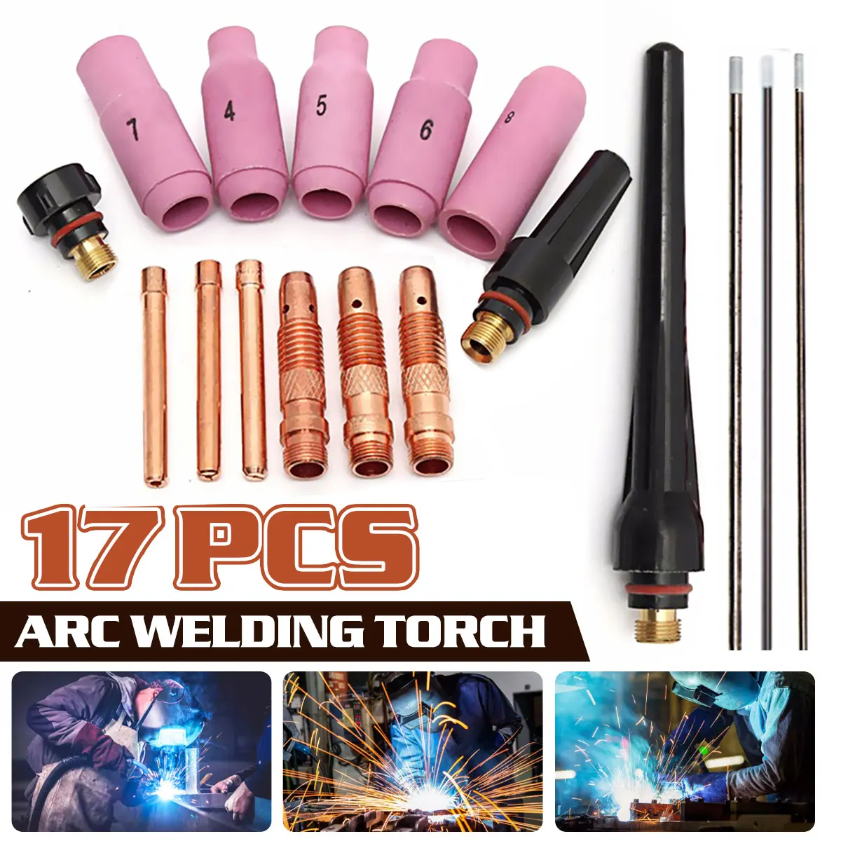 17PCS TIG Welding Torch Cup Collet Body Nozzle Tungsten Kit For WP-17/18/26 TIG Durable Practical Welder Accessories
17PCS TIG Welding Torch Cup Collet Body Nozzle Tungsten Kit For WP-17/18/26 TIG Durable Practical Welder Accessories