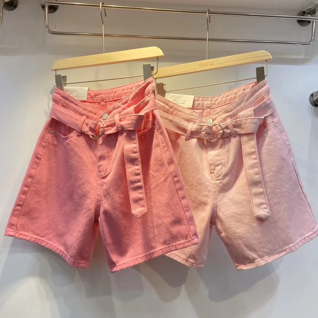 Pink Denim Shorts for Women Summer High Waist Shorts Female Students Wide Leg Hot Pants with Belt Nancylim
Pink Denim Shorts for Women Summer High Waist Shorts Female Students Wide Leg Hot Pants with Belt Nancylim