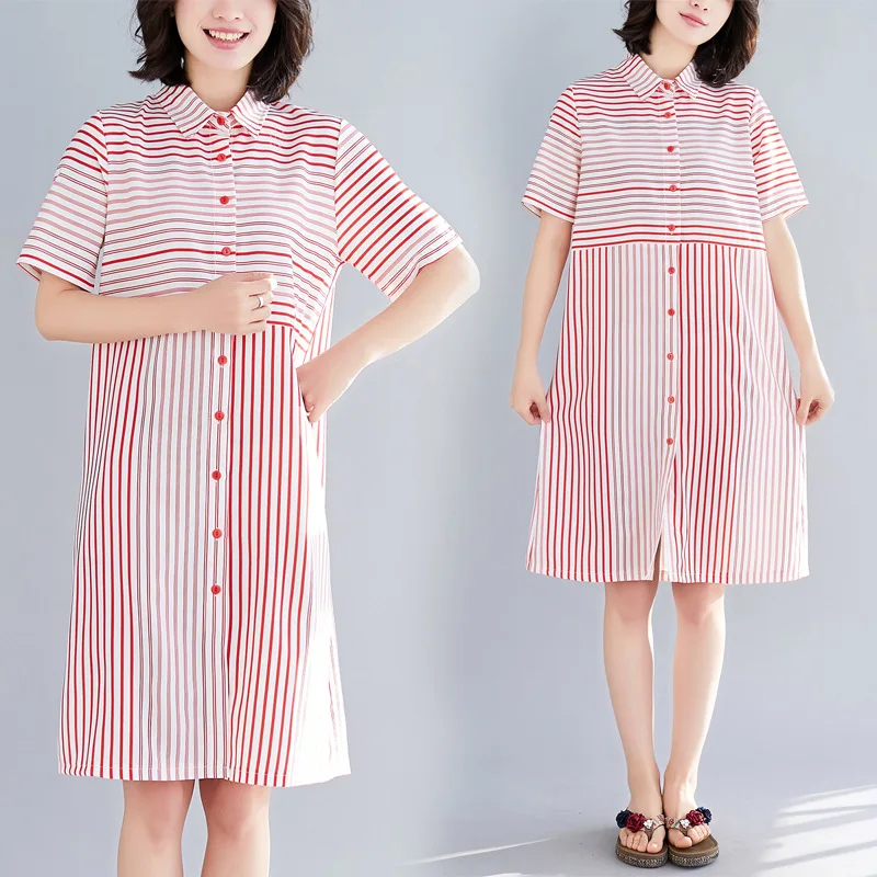 2019 Spring And Summer Korean-style Loose-Fit Literature And Art Versatile Casual Fat Mm Slimming Mid-length Striped Shirt WOMEN
2019 Spring And Summer Korean-style Loose-Fit Literature And Art Versatile Casual Fat Mm Slimming Mid-length Striped Shirt WOMEN