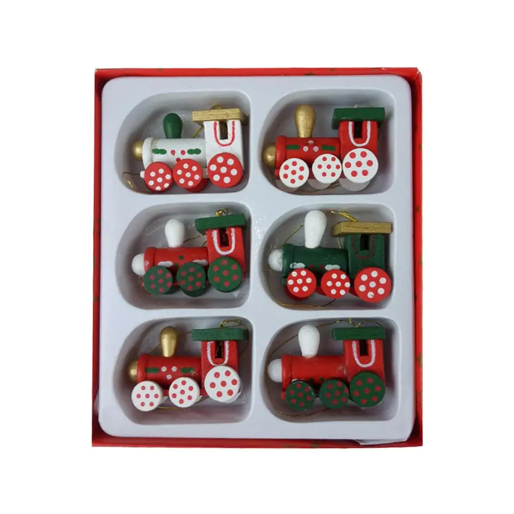 

2020 Merry Christmas 6pcs Train Locomotive Pendant Colored Wooden Crafts Christmas Tree Decoration Hang Ornaments New Year Gift