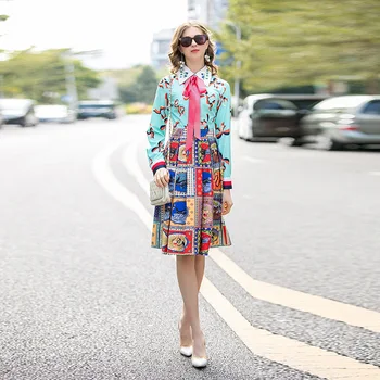 Printed Lapel Patchwork Dress Women with Long Sleeves Elegant Holiday Midi Dress Office Lady A-Line Print Dresses High Quality 
Printed Lapel Patchwork Dress Women with Long Sleeves Elegant Holiday Midi Dress Office Lady A-Line Print Dresses High Quality