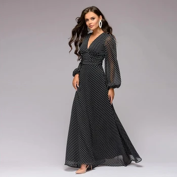 Bohemian Retro Dot Printed Women Dress Deep V-neck Sexy Long Sleeve Chiffon Long Dress Vestidos De 2019 Summer Autumn
Bohemian Retro Dot Printed Women Dress Deep V-neck Sexy Long Sleeve Chiffon Long Dress Vestidos De 2019 Summer Autumn