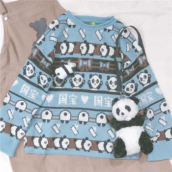Autumn & Winter Women Japanese Cute Panda Jacquard Pullover Student Sweater Loose Thicken Soft sister Outwear Long Sleeve Tops
Autumn & Winter Women Japanese Cute Panda Jacquard Pullover Student Sweater Loose Thicken Soft sister Outwear Long Sleeve Tops