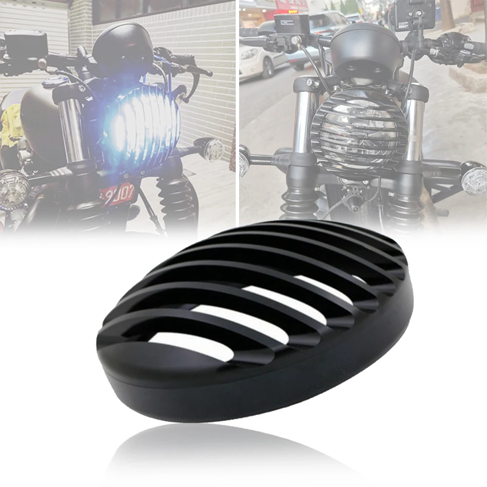 

Motorcycle Led Headlight Grill Cover Retro Headlamp Guard Protector For Triumph Bobber black 2017-2021 2019 2020 Motor Parts