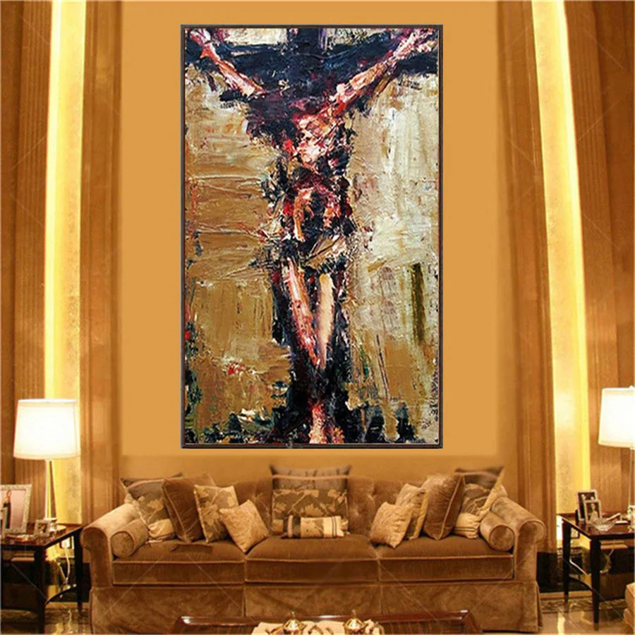 

hand painted Christian wall art Crucifixion canvas art Jesus on the cross oil painting religion mural Picture For Living Room de