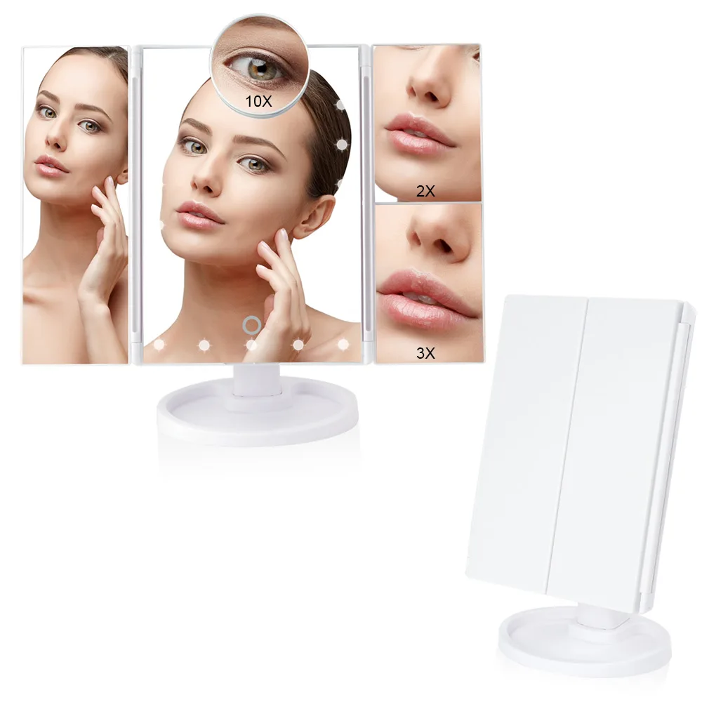 Makeup Mirror With 22 LED Light Cosmetic Vanity Mirror Hand Magnifying 1X/2X/3X/10X Flexible Touch Screen Adjustable Dual Power
Makeup Mirror With 22 LED Light Cosmetic Vanity Mirror Hand Magnifying 1X/2X/3X/10X Flexible Touch Screen Adjustable Dual Power