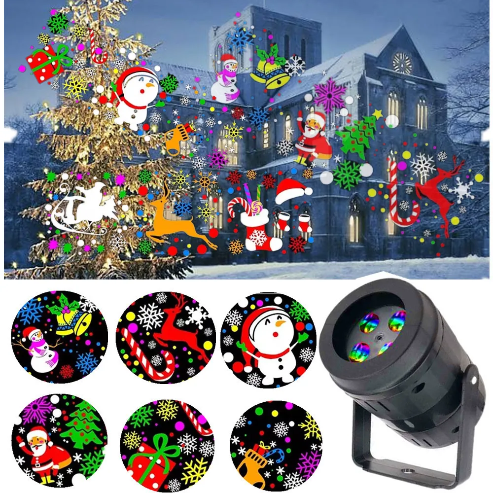 LED Christmas Snowflake Light 20 Patterns Laser Projection Pattern Spotlight Night Garden Party KTV Bars Decoration | Лампы и