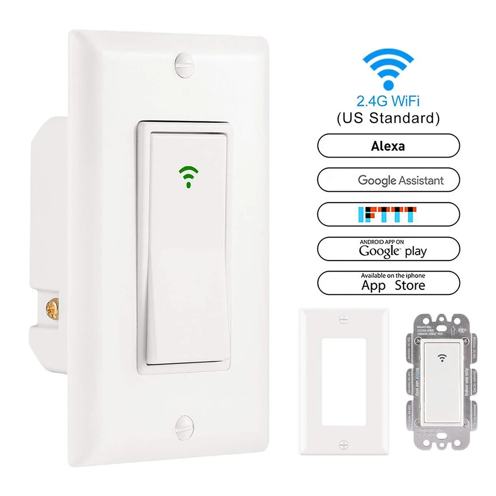 Switch Smart Home Light Switch Wall interruptor 1 Gang 1 Way wifi light switch US Standard Work with Alexa Google Home
Switch Smart Home Light Switch Wall interruptor 1 Gang 1 Way wifi light switch US Standard Work with Alexa Google Home