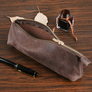 Genuine Leather Pencil Bag Vintage Limited Edition Purse Bag Pen Case Stationery Oraganizer Storage Makeup Pouch with Zipper
Genuine Leather Pencil Bag Vintage Limited Edition Purse Bag Pen Case Stationery Oraganizer Storage Makeup Pouch with Zipper