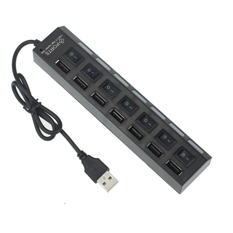 Splitter With Power Adapter 7 Ports LED USB 2.0 Adapter Hub Power on/off USB Splitter HUB For PC USB Hab High Speed LED Lights
Splitter With Power Adapter 7 Ports LED USB 2.0 Adapter Hub Power on/off USB Splitter HUB For PC USB Hab High Speed LED Lights