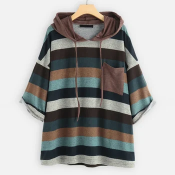 Women Sweatshirt Loose Hoodie Striped Three Quarter Top Lace-up Sweet Cotton Comfortable Airy Sweatshirt Autumn Clothing
Women Sweatshirt Loose Hoodie Striped Three Quarter Top Lace-up Sweet Cotton Comfortable Airy Sweatshirt Autumn Clothing