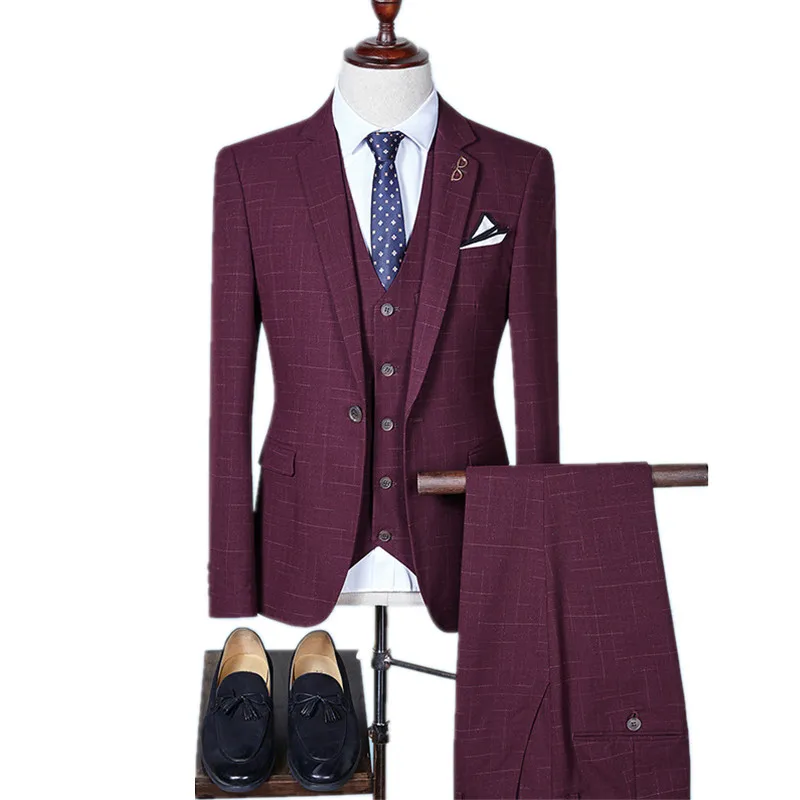 Men's Plaid Slim Fit Wedding Suits for Men Brand Business Formal Suit Black,Gray,Navy,Burgundy (Blazers+Vest+Pants)
Men's Plaid Slim Fit Wedding Suits for Men Brand Business Formal Suit Black,Gray,Navy,Burgundy (Blazers+Vest+Pants)