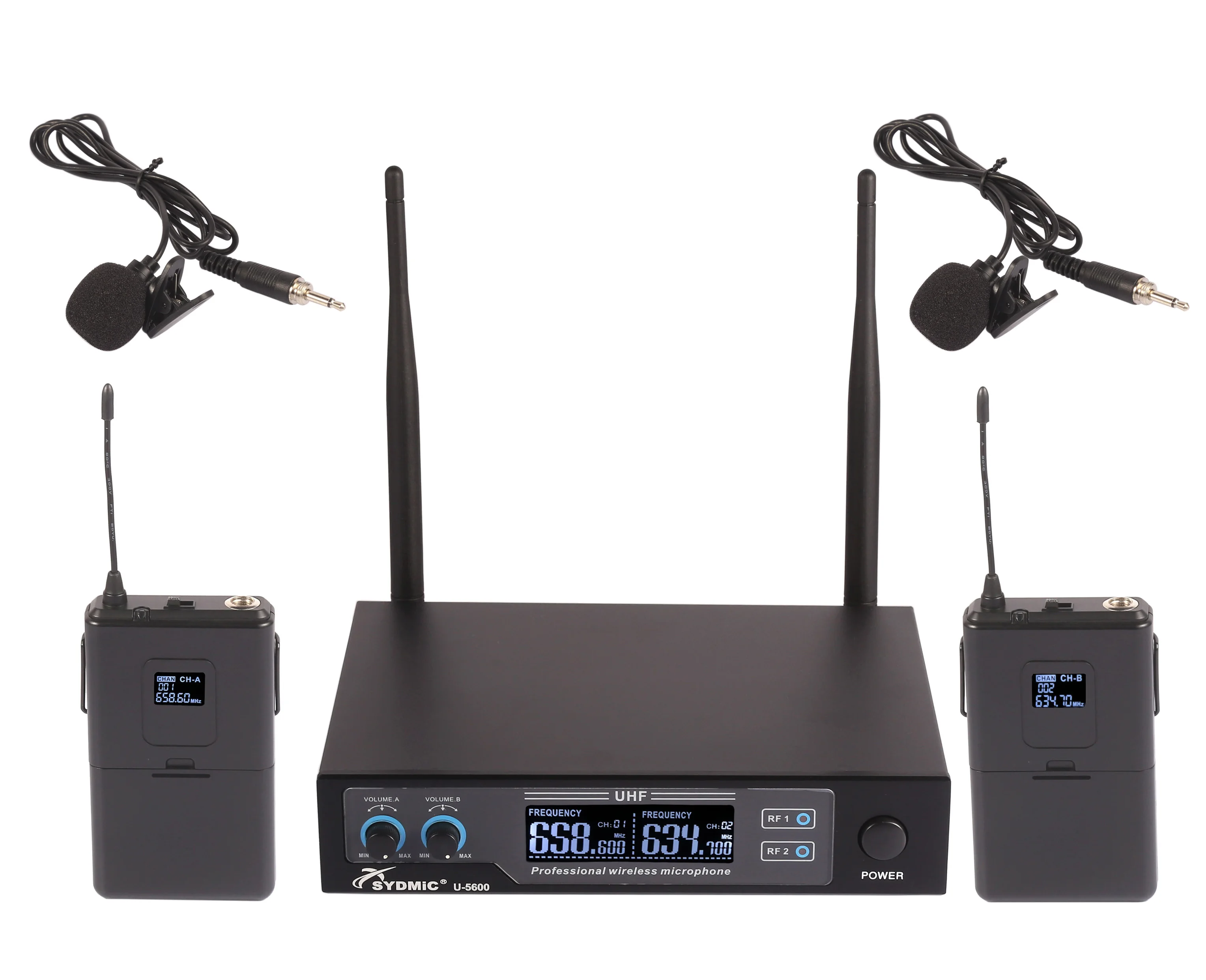 SYDMIC Professional UHF Fixed Frequency 658.6MHz,634.7MHz Wireless Microphone System Metal Receiver Plastic Bodypack Karaoke Use
SYDMIC Professional UHF Fixed Frequency 658.6MHz,634.7MHz Wireless Microphone System Metal Receiver Plastic Bodypack Karaoke Use