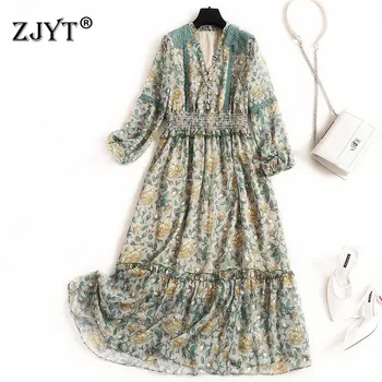 Fashion New 2020 Spring Dress Women Runway Designers V Neck Long Sleeve Embroidery Patchwork Floral Print Holiday Chiffon Dress
Fashion New 2020 Spring Dress Women Runway Designers V Neck Long Sleeve Embroidery Patchwork Floral Print Holiday Chiffon Dress