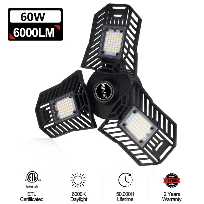 Led Garage Light 60W E26/E27 6000lm Deformable Garage Ceiling Light Warehouse Lamp Basement Industrial Lighting
Led Garage Light 60W E26/E27 6000lm Deformable Garage Ceiling Light Warehouse Lamp Basement Industrial Lighting