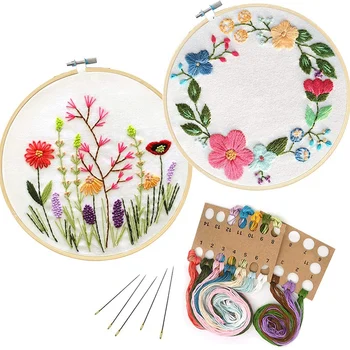 2 Set Embroidery Starter Kit and Cross Stitch Kit Embroidered Cloth with Colorful Patterns, Bamboo Embroidery Rings
2 Set Embroidery Starter Kit and Cross Stitch Kit Embroidered Cloth with Colorful Patterns, Bamboo Embroidery Rings
