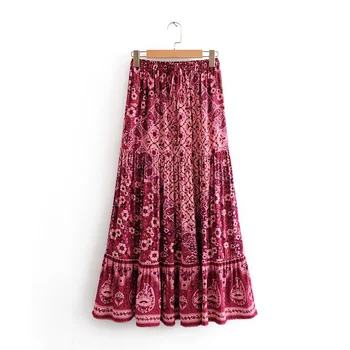 Boho Wild Floral Printed Maxi Skirt Tiered Ruffle Trim Skirts Women Elastic Waist Boho Skirt Gypsy Girl Long Skirt W8517 
Boho Wild Floral Printed Maxi Skirt Tiered Ruffle Trim Skirts Women Elastic Waist Boho Skirt Gypsy Girl Long Skirt W8517