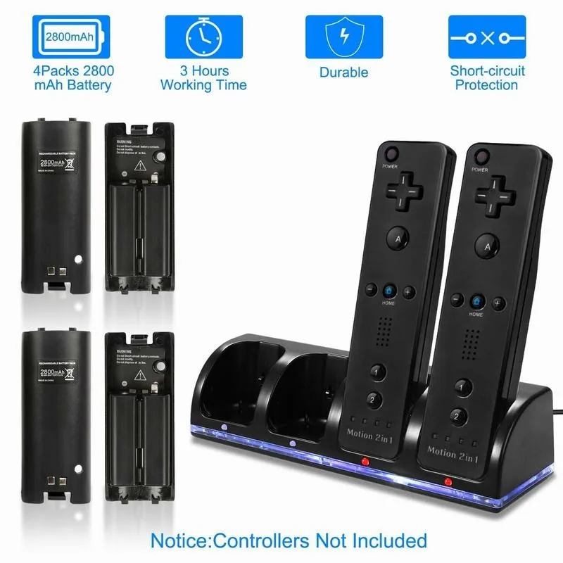 4/2 Charging Dock Station With 4/2 Battery For Wii Controller Dock Charger Stand For Nintend Wii Remote Control Gamepad Charger
4/2 Charging Dock Station With 4/2 Battery For Wii Controller Dock Charger Stand For Nintend Wii Remote Control Gamepad Charger