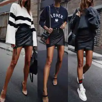 2019 Autumn New Fashion Womens Ladies High Waisted Pencil Skirt Cross Bandage Bodycon Leather Irregularity Mini Dress
2019 Autumn New Fashion Womens Ladies High Waisted Pencil Skirt Cross Bandage Bodycon Leather Irregularity Mini Dress