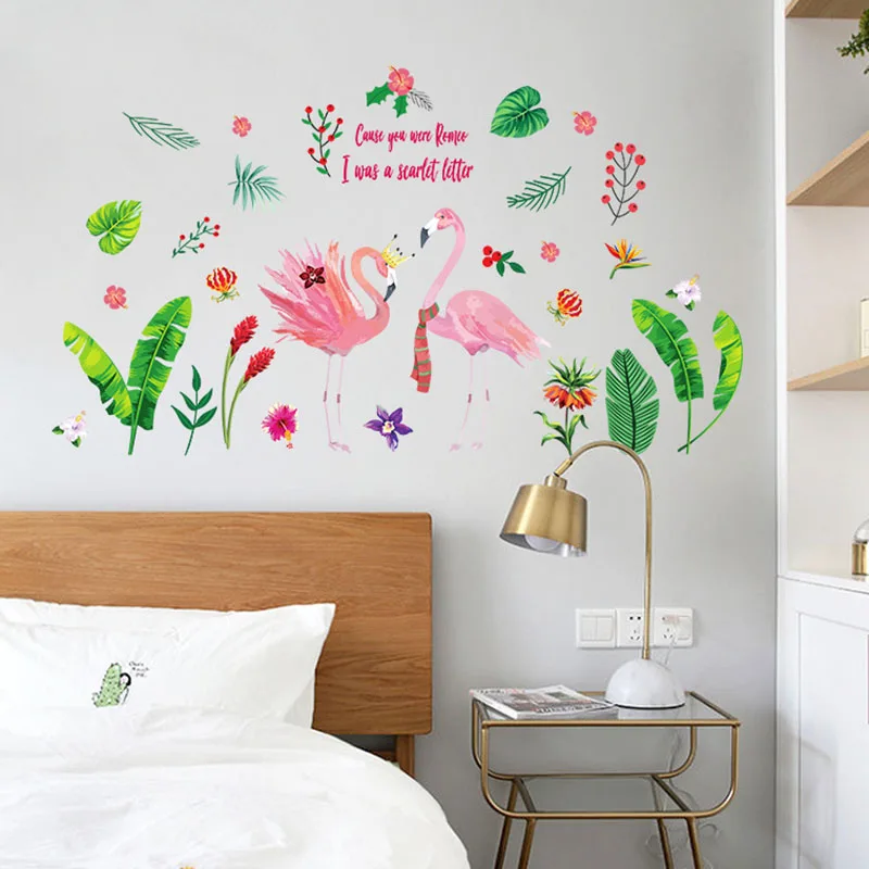 

Flamingo Queen Wall Stickers Living Room Sticker Wallpapers Backdrop Bedroom Nordic Home Decoration Bathroom Tropical Murals