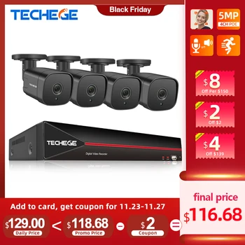 Techege H.265 4CH 5MP POE Security Camera System Kit Face Detection IP Camera Outdoor Waterproof CCTV Video Surveillance NVR KIT
Techege H.265 4CH 5MP POE Security Camera System Kit Face Detection IP Camera Outdoor Waterproof CCTV Video Surveillance NVR KIT