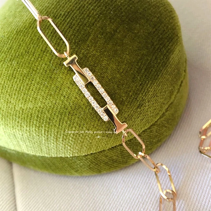 LUOWEND18K Au750 Solid Yellow Gold Bracelet Women Birthday Gift INS Style Real Diamond Bracelet Fine Jewelry Customize LUOWEND18K Au750 Solid Yellow Gold Bracelet Women Birthday Gift INS Style Real Diamond Bracelet Fine Jewelry Customize