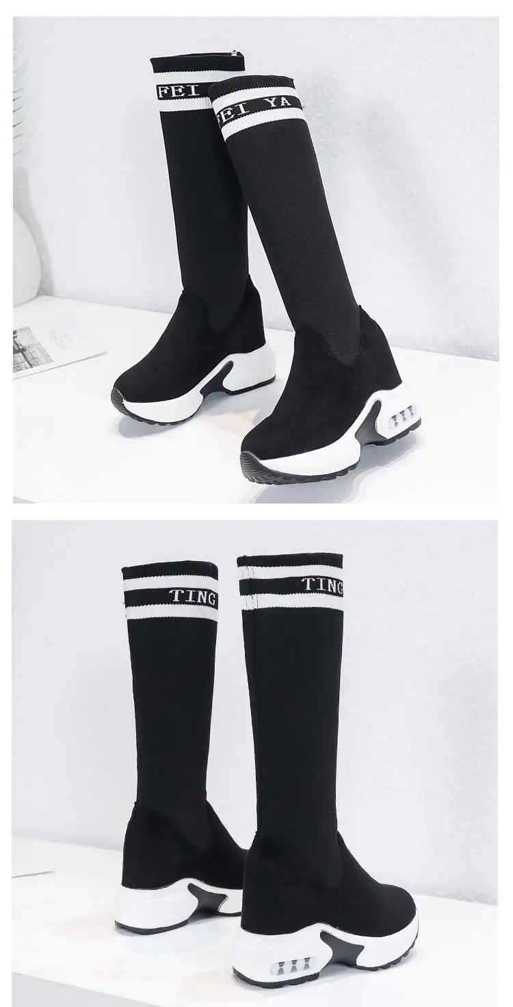 Fashion Height Increasing Cosplay Shoes Women Long Boots Fall 2020 Thick Bottom Knee High Boots Knitted Elastic Thin Socks Boots Fashion Height Increasing Cosplay Shoes Women Long Boots Fall 2020 Thick Bottom Knee High Boots Knitted Elastic Thin Socks Boots