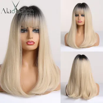 ALAN EATON Ombre Black Light Blonde Synthetic Wigs Long Straight Women Wigs with Bangs Bobo Wigs Natural High Temperature Fiber
ALAN EATON Ombre Black Light Blonde Synthetic Wigs Long Straight Women Wigs with Bangs Bobo Wigs Natural High Temperature Fiber