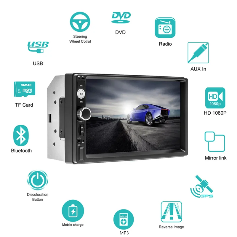 Universal Intelligent Central System Car Radio Android 2 Din FM Receiver Touch Screen Bluetooth GPS Multimedia Player AUX USB TF
Universal Intelligent Central System Car Radio Android 2 Din FM Receiver Touch Screen Bluetooth GPS Multimedia Player AUX USB TF