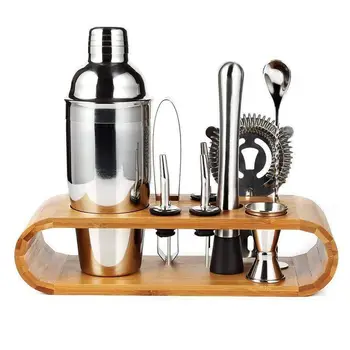 YosHouse 9pcs Set Stainless Steel Cocktail Shaker Mixer Wine Cocktail Bar Shaker Mixer Maker Muddler with Wooden Stand 350ml 5
YosHouse 9pcs Set Stainless Steel Cocktail Shaker Mixer Wine Cocktail Bar Shaker Mixer Maker Muddler with Wooden Stand 350ml 5