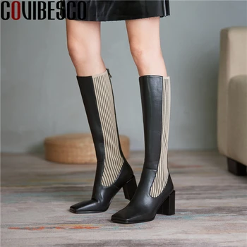 COVIBESCO Square Toe Women Knee-High Boots Back Zipper High Heels Shoes Woman Autumn Winter Concise Genuine Leather Long Boots
COVIBESCO Square Toe Women Knee-High Boots Back Zipper High Heels Shoes Woman Autumn Winter Concise Genuine Leather Long Boots
