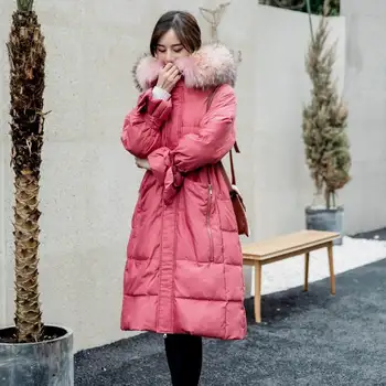 Drawstring Waist White Duck Down Winter Jacket Women Big Fur Collar Long Winter Coats Black Warm Jackets Thick Parka Mujer C6554
Drawstring Waist White Duck Down Winter Jacket Women Big Fur Collar Long Winter Coats Black Warm Jackets Thick Parka Mujer C6554