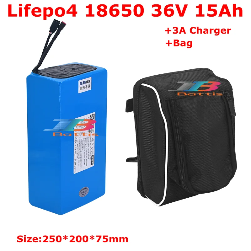 Фото Lifepo4 Батарея 36v 15ah + 3A Зарядное устройство BMS сумка 18650 540Wh для 900 Вт - купить