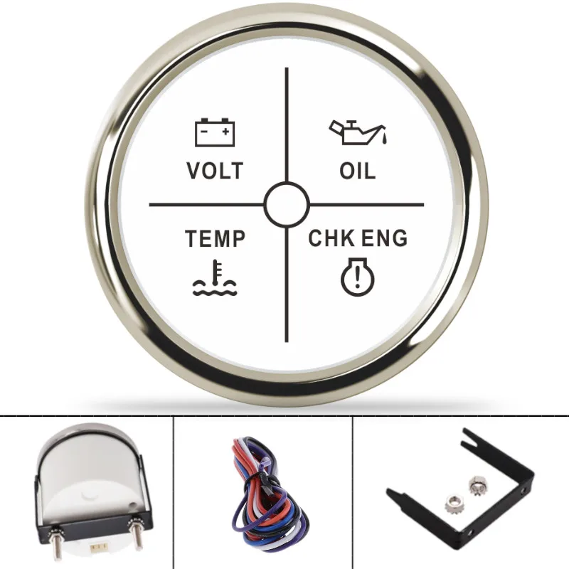 52mm Universal 4 LED Alarm Gauge Volt/Oil/Water Temp/Check Engine 4 LED Alarm Indicator Fit For Auto truck Boat marine Yatch
52mm Universal 4 LED Alarm Gauge Volt/Oil/Water Temp/Check Engine 4 LED Alarm Indicator Fit For Auto truck Boat marine Yatch