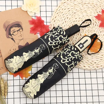 Korean Cute Princess Automatic 3 Folding Umbrella Woman Sun Rain Umbrella Black Coating Ultralight Parasol
Korean Cute Princess Automatic 3 Folding Umbrella Woman Sun Rain Umbrella Black Coating Ultralight Parasol