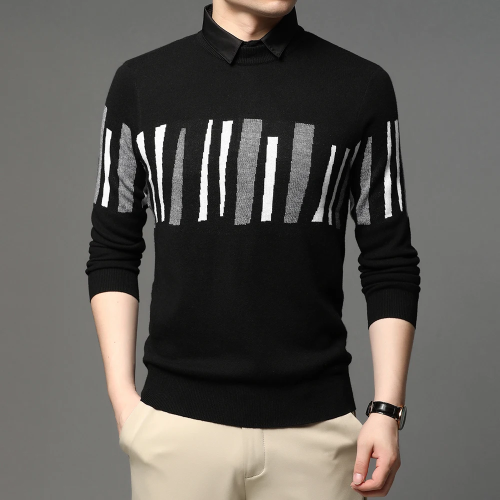 2020 New Autum Winter Fashion High End Designer Knit Black Striped Wool Pullover Sweater Men Casual Jumper Mans Clothes
2020 New Autum Winter Fashion High End Designer Knit Black Striped Wool Pullover Sweater Men Casual Jumper Mans Clothes
