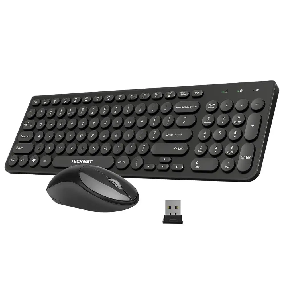 

TeckNet 2.4G Wireless Keyboard and Mouse Set Ergonomic Optical USB 1600DPI Cordless Keyboard&Mouse Combo for Win XP/7/8/10/Mac