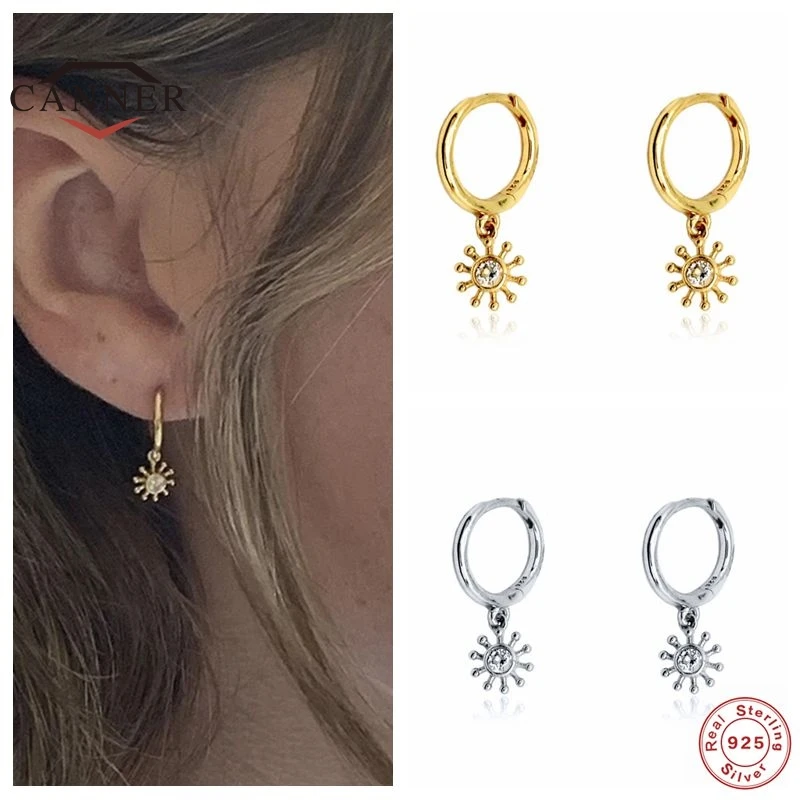 CANNER Light luxury Real 925 Sterling Silver Sunburst Hoop Eearrings For Women Ear Buckle Piercing Earring Earings Jewelry 
CANNER Light luxury Real 925 Sterling Silver Sunburst Hoop Eearrings For Women Ear Buckle Piercing Earring Earings Jewelry