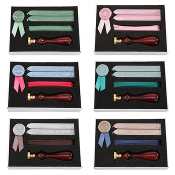 Creative Fire Paint Seal Set with Ribbons Sealing Wax Stamp DIY Handmade Gift Handcrafts Wedding Invitations Metal Decorate