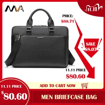 

MVA Mens Bags Genuine Leather Men Briefcase Bag Business Leather Laptop Bag Shoulder Fashion Office Handbag 13.3" Laptop 7355