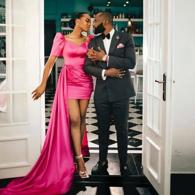 Fuchsia Evening Formal Dress 2023 For Black Girls Satin High Low Short Sleeves Pleats Prom Party Gown Robe De Soriee
Fuchsia Evening Formal Dress 2023 For Black Girls Satin High Low Short Sleeves Pleats Prom Party Gown Robe De Soriee