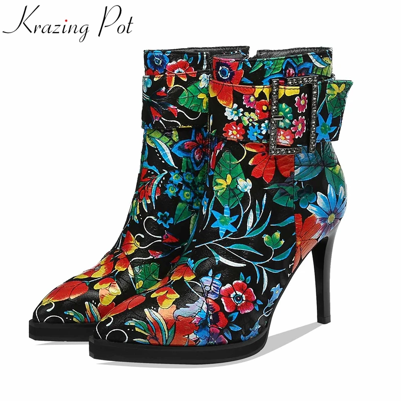 krazing pot classic oriental print sheep suede pointed toe buckle super high heels stiletto Zipper mature women ankle boots L20
krazing pot classic oriental print sheep suede pointed toe buckle super high heels stiletto Zipper mature women ankle boots L20