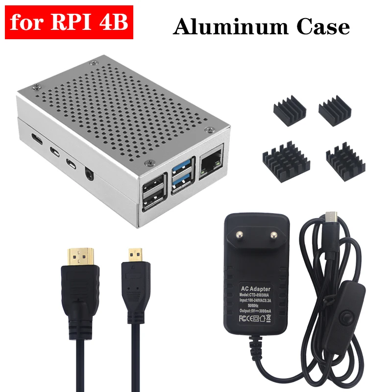 Raspberry Pi 4 Case Aluminum Case Box Black Silver Shell Enclosure with Aluminum Heat Sink Cooler for Raspberry Pi 4 Model B 4B
Raspberry Pi 4 Case Aluminum Case Box Black Silver Shell Enclosure with Aluminum Heat Sink Cooler for Raspberry Pi 4 Model B 4B