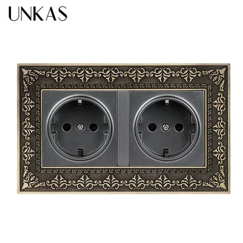 UNKAS 16A Russia Spain Wall Electrical Outlet 146mm*86 Double EU Standard Power Socket 4D Embossing Retro Zinc Alloy Metal Panel
UNKAS 16A Russia Spain Wall Electrical Outlet 146mm*86 Double EU Standard Power Socket 4D Embossing Retro Zinc Alloy Metal Panel
