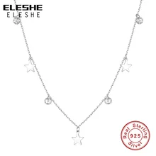 ELESHE 2019 Neue 925 Sterling Silber Kristall Halsketten für Frauen Edlen Schmuck Silber Stern Anhänger Halskette Link Kette Schmuck(China)